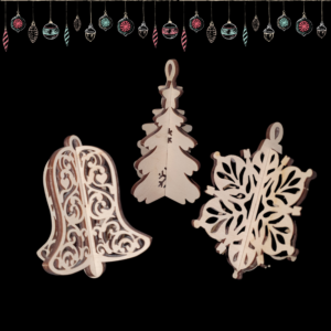 Set 3 ornamente 3D de Craciun
